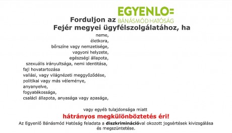 Egyenlő Bánásmód Hatóság - februári ügyfélfogadás Fehérváron