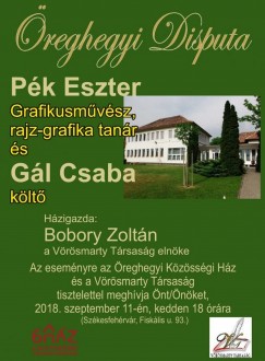 Pék Eszter, grafikus és Gál Csaba, költő lesznek az Öreghegyi Disputa vendégei