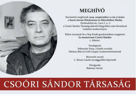 Az In memoriam Csoóri Sándor című kötet bemutatója a Szent István Művelődési Házban