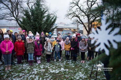 Palotavárosban is felgyúlt az ünnep fénye - fenyőfaállítás a Vasvári előtt