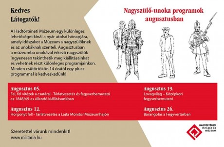 Nagyszülő-unoka programok augusztusban a Hadtörténeti Múzeumban