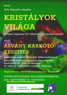 Kristályok világa – előadás és ásványkarkötő-készítés vasárnap a KÖFÉM Művházban