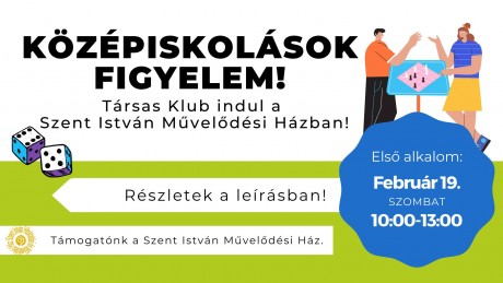 Társasjáték klub indul középiskolásoknak a Szent István Művelődési Házban