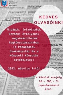 Március 1-től újra újság- és folyóiratvásár a VMK-ban