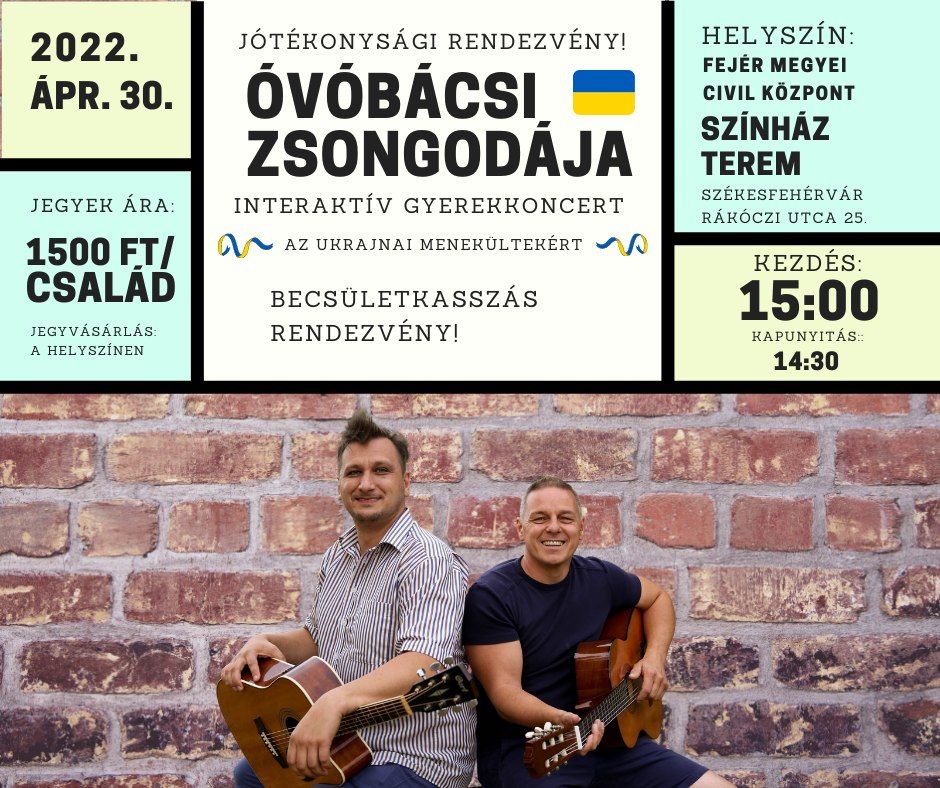 Óvóbácsi zsongodája - jótékonysági gyerekkoncert lesz szombaton