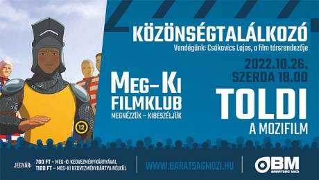 Toldi közönségtalálkozó lesz októberben a Meg-Ki filmklubban