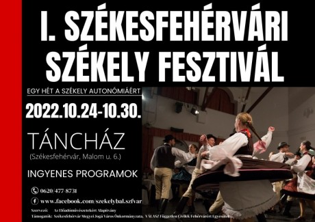 Vasárnapig tart az I. Székesfehérvári Székely Fesztivál
