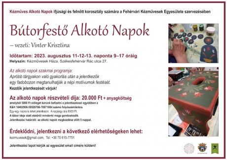 Bútorfestő Alkotó Napok a Fehérvári Kézművesek Egyesületével