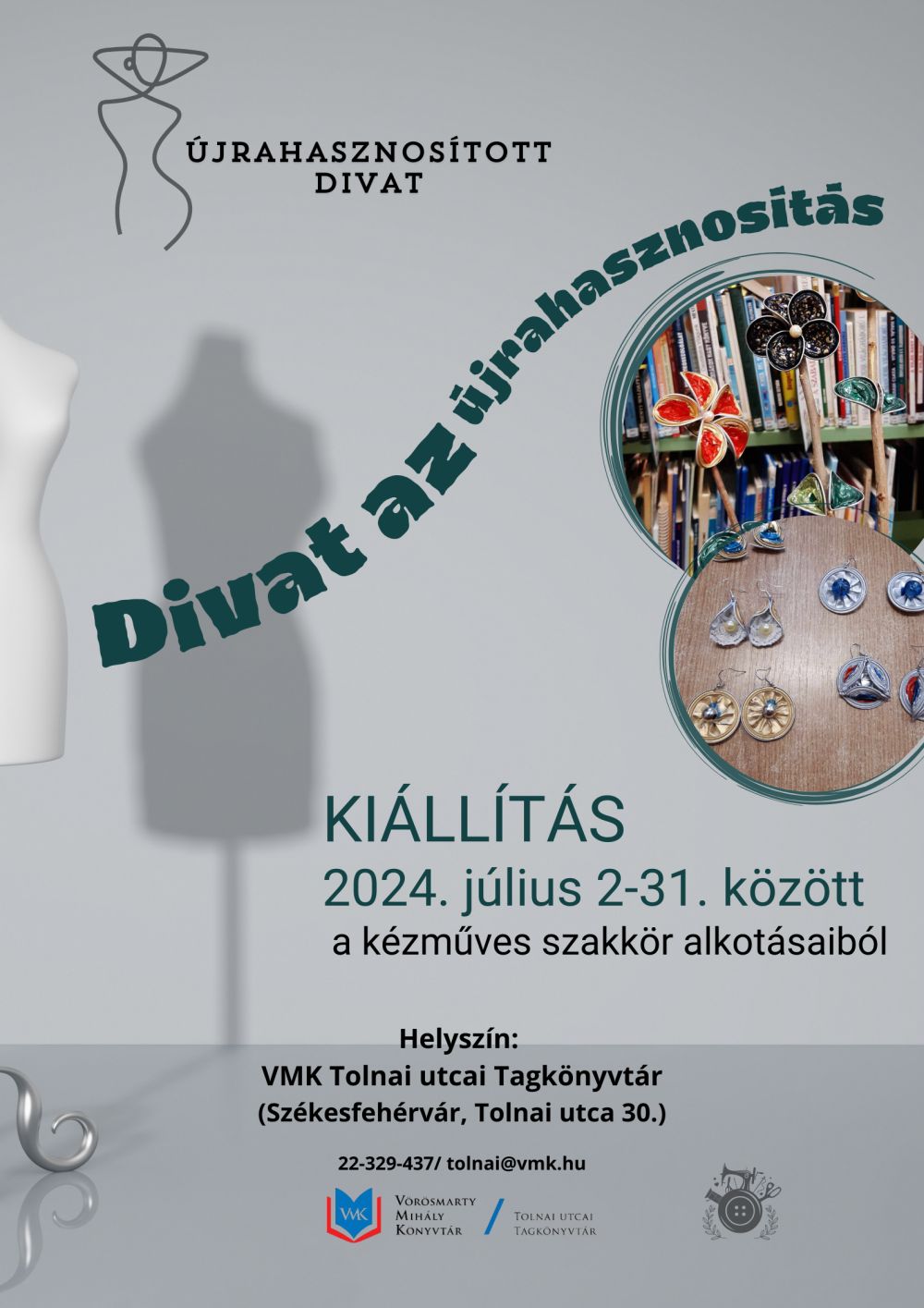 Divat az újrahasznosítás – különleges kiállítás látható július 2-től a Tolnai utcai könyvtárban