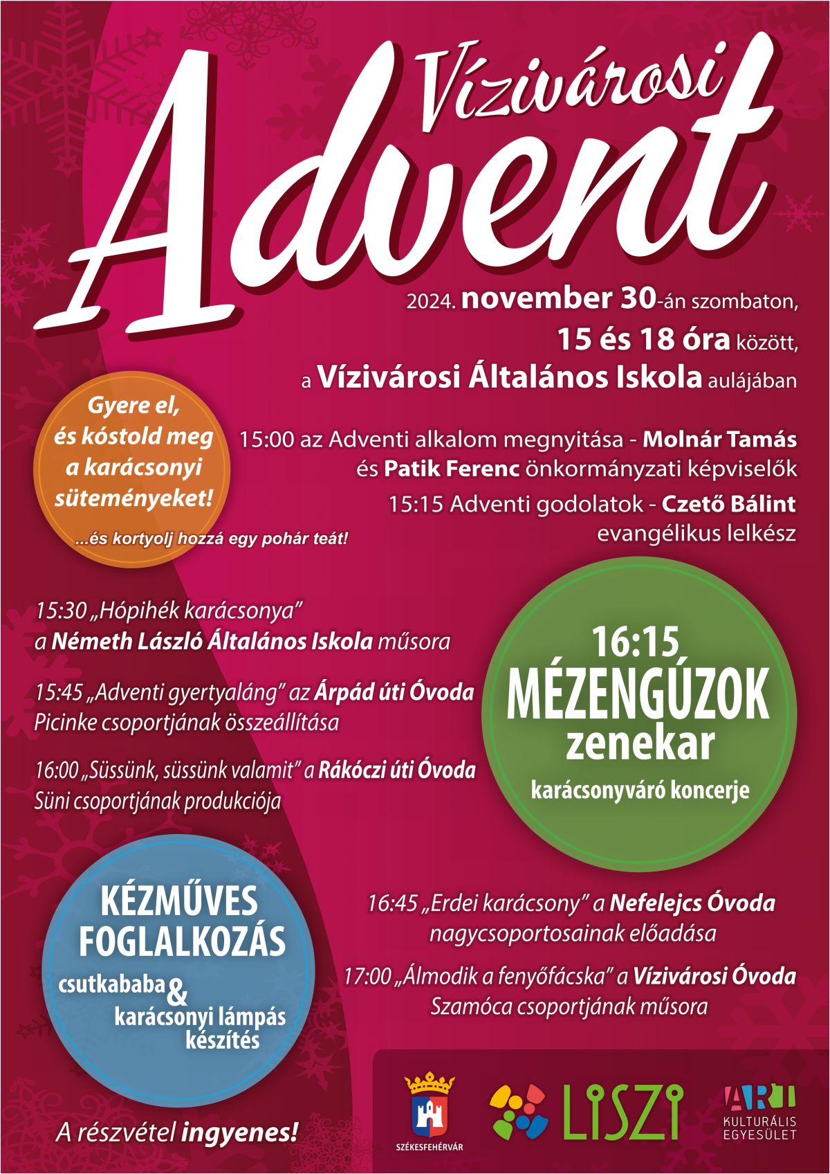 Vízivárosi Advent idén is: november 30-án, szombaton 15 órára várnak mindenkit az iskola aulájában